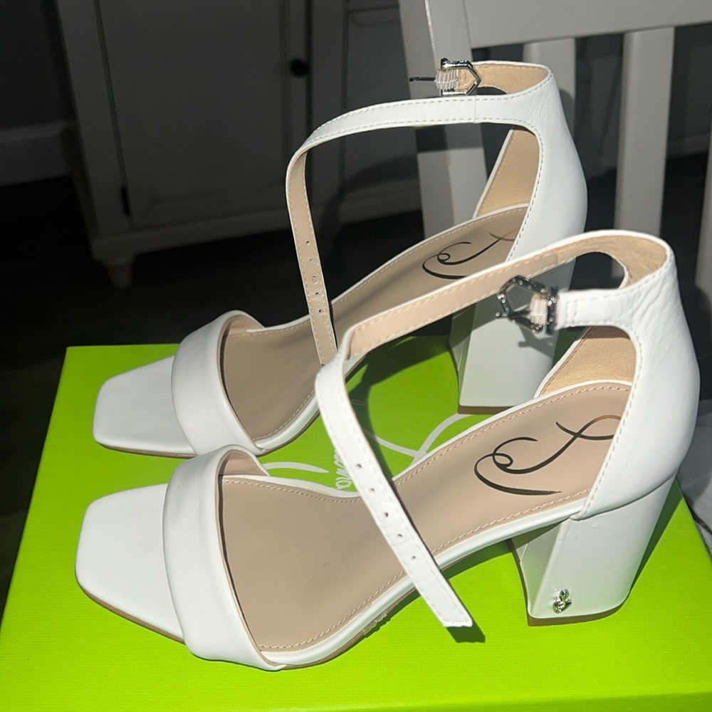 Brand new Sam Edelman Daniella white leather block heels